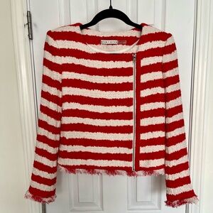 Alice + Olivia Bold Red and Cream Striped Blazer